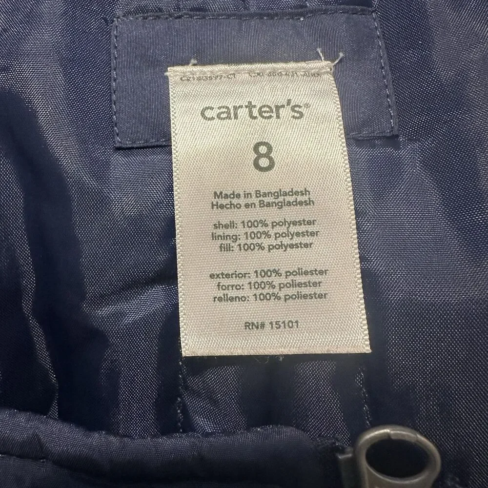 Carter's Kids Blue Ski Overalls Snow Pants Size 8 Excellent Condition Pre Owned